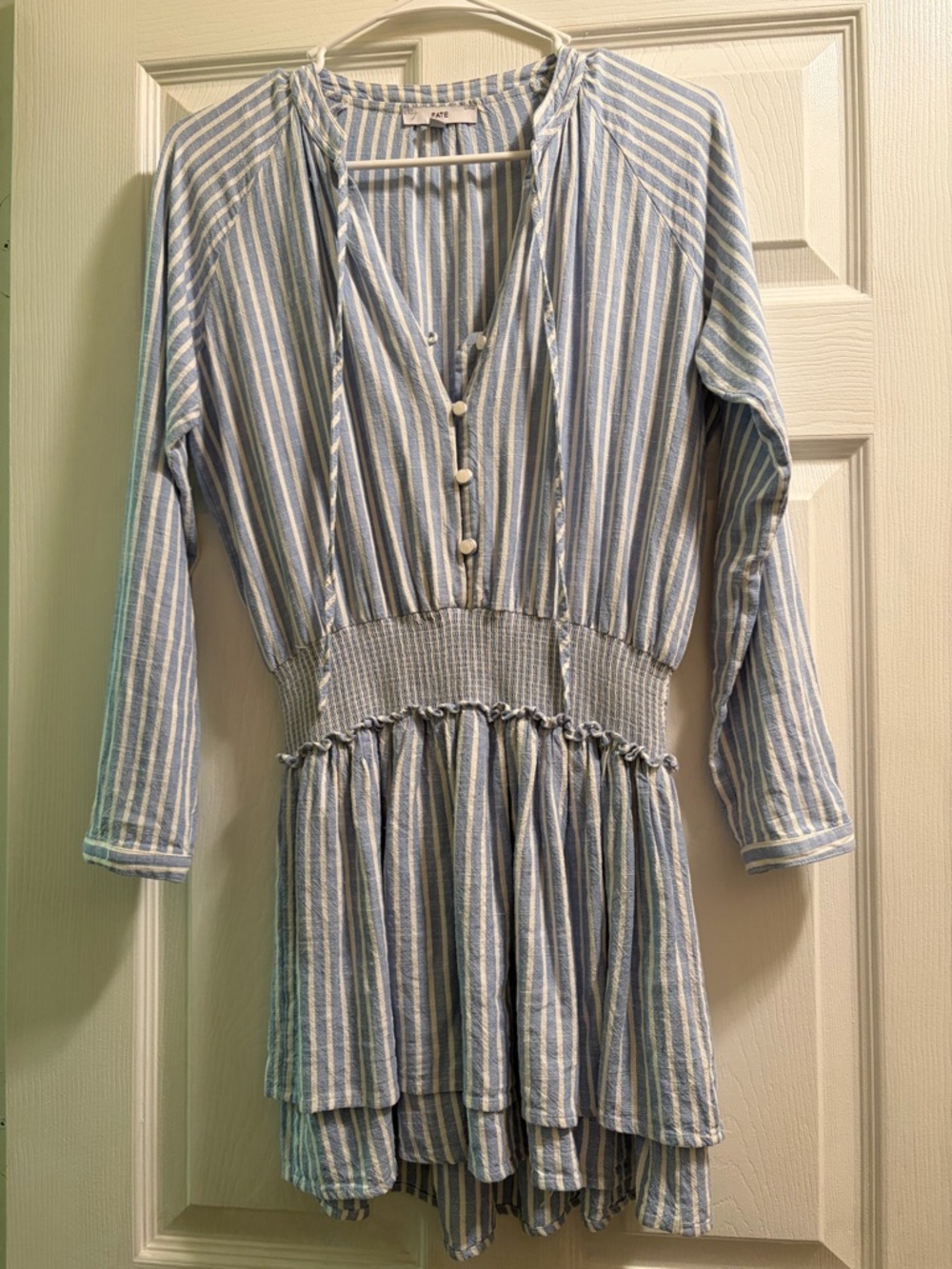 Fate Blue and White Striped Mini Dress